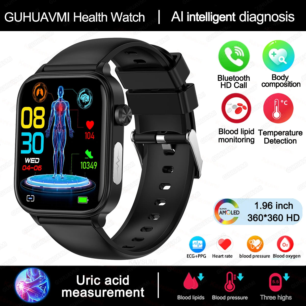 AI Diagnostic Detector Smart Watch with Health Monitoring for Women