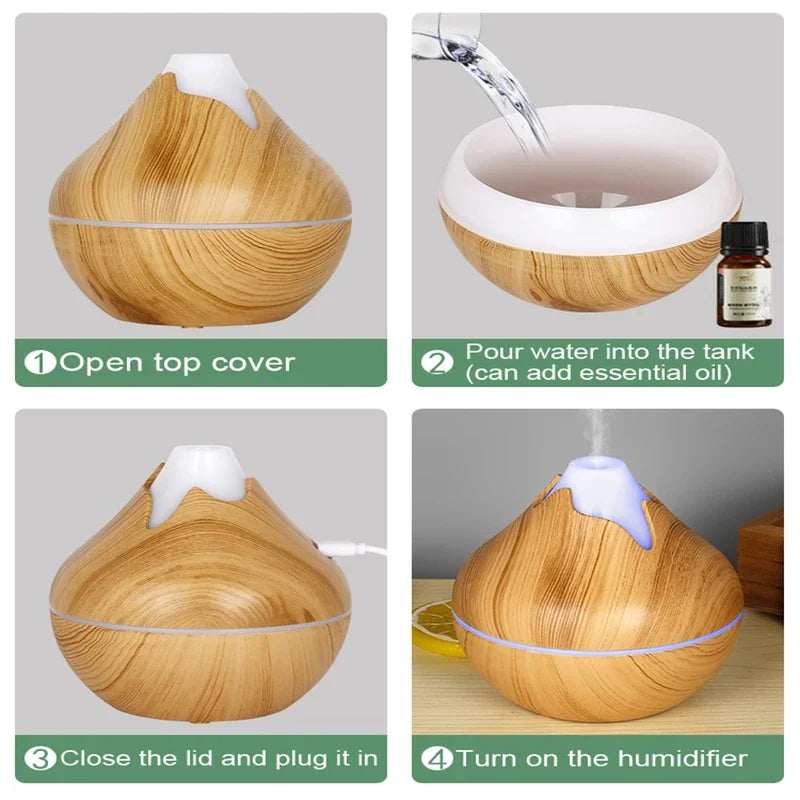 350ML USB Aroma Oil Diffuser Ultrasonic Air Humidifier with LED Light