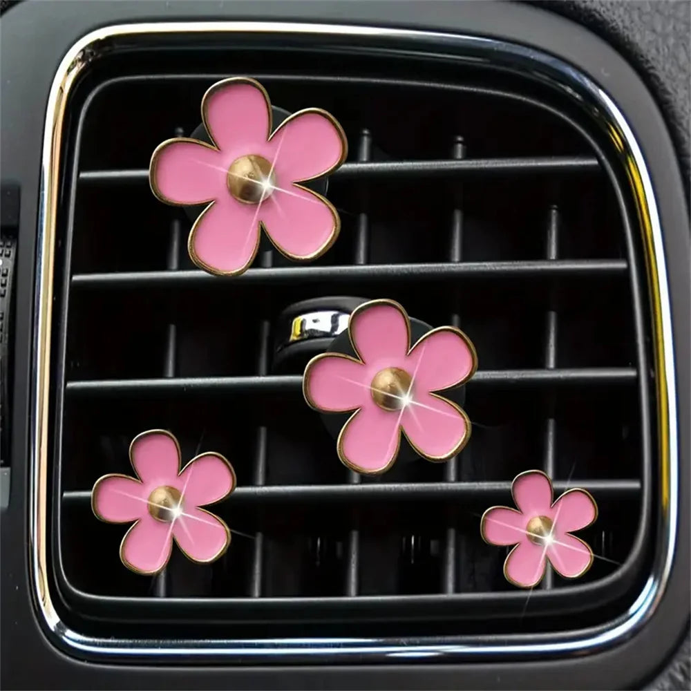 Car Air Vent Perfume Clip Set Flower Daisy Design Aromatherapy Freshener