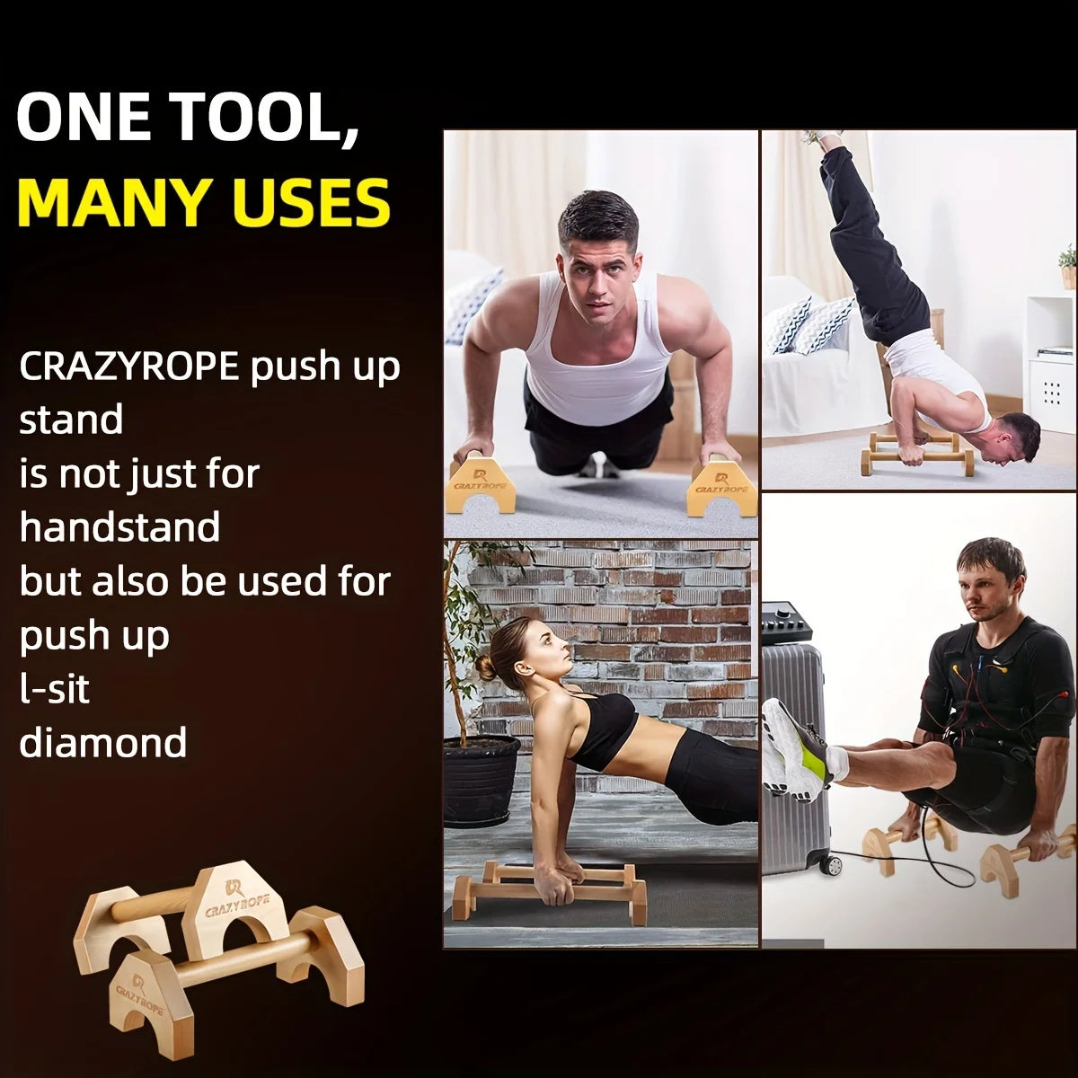 Wooden Push-Up Bar Stands