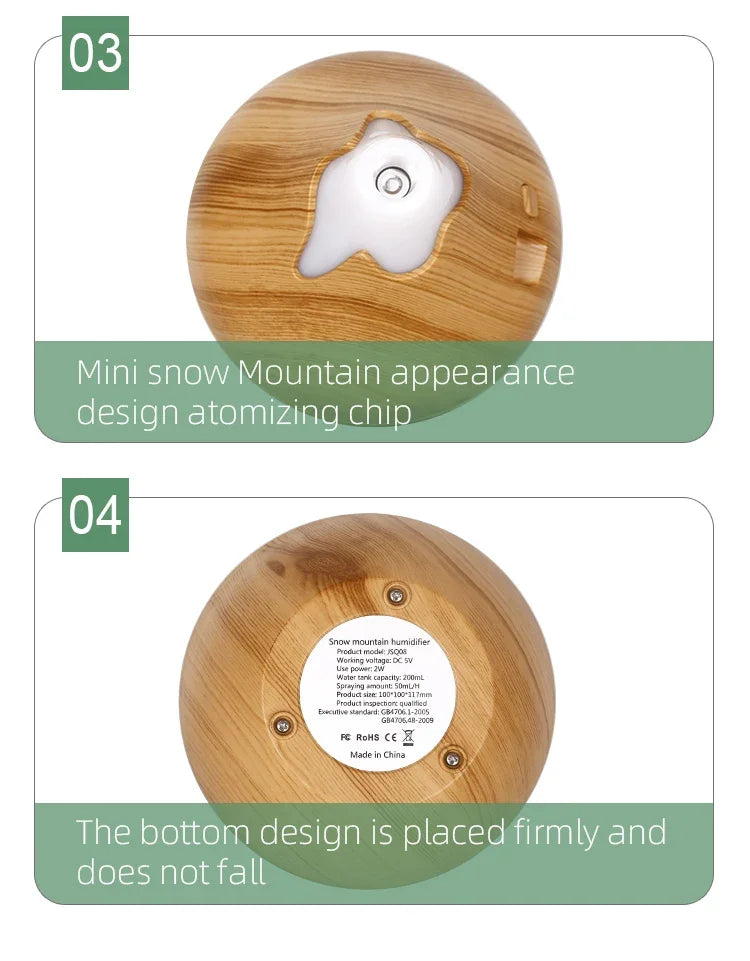 350ML USB Aroma Oil Diffuser Ultrasonic Air Humidifier with LED Light