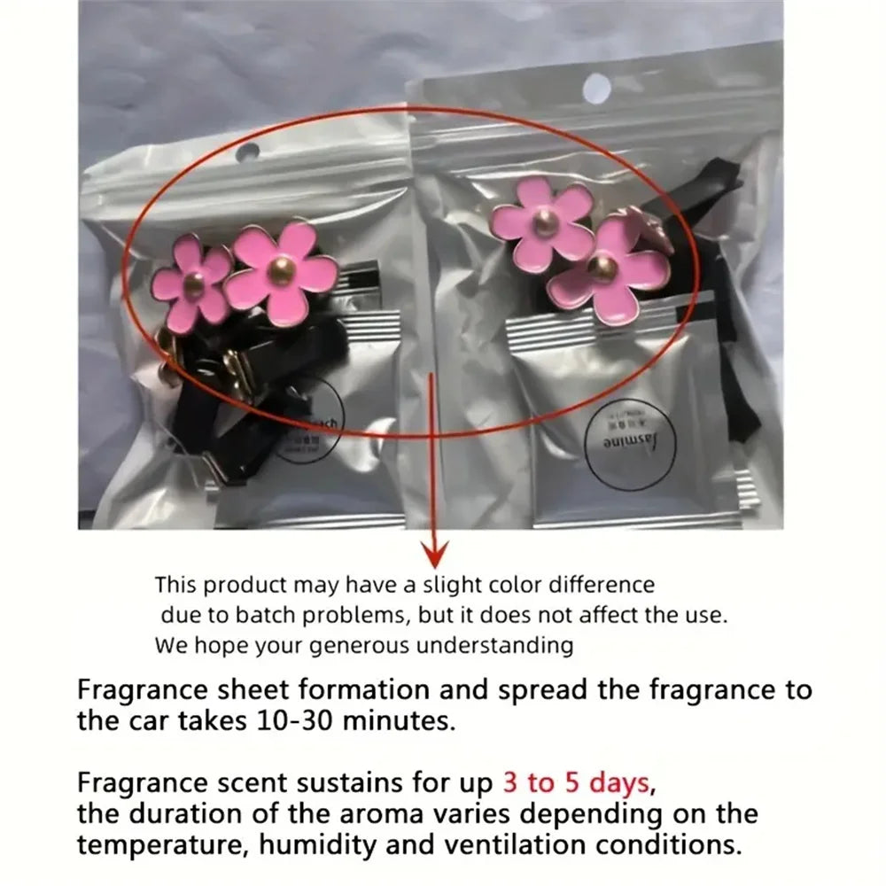 Car Air Vent Perfume Clip Set Flower Daisy Design Aromatherapy Freshener