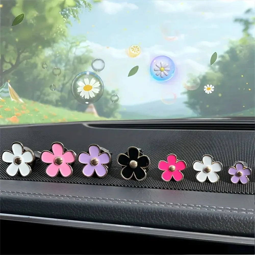 Car Air Vent Perfume Clip Set Flower Daisy Design Aromatherapy Freshener