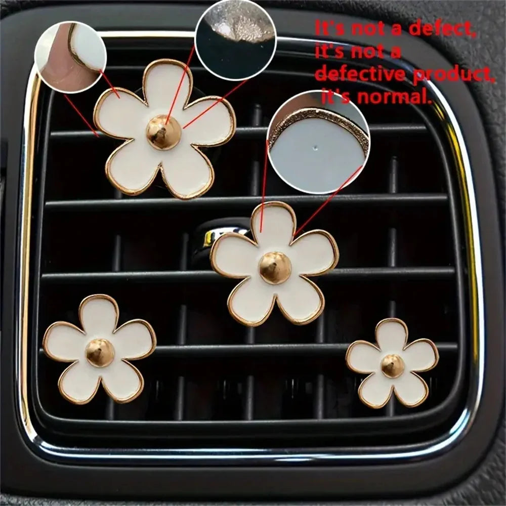 Car Air Vent Perfume Clip Set Flower Daisy Design Aromatherapy Freshener