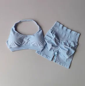 Halter Neck Yoga Bra & Shorts Set