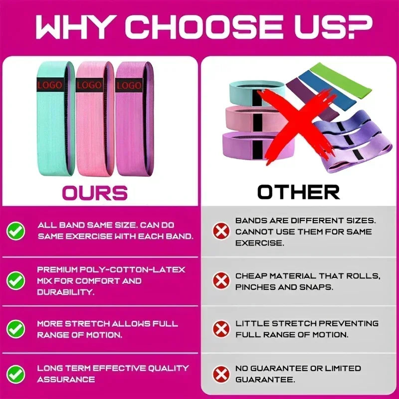 Fabric Resistance Hip Bands 3-Pack