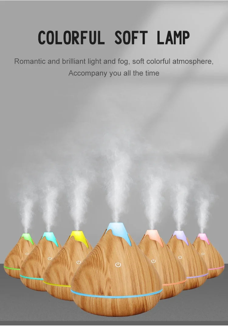 350ML USB Aroma Oil Diffuser Ultrasonic Air Humidifier with LED Light