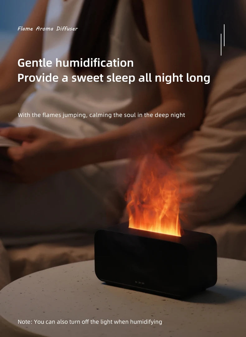 Mini Flame Aromatherapy Humidifier with LED Light and Timer