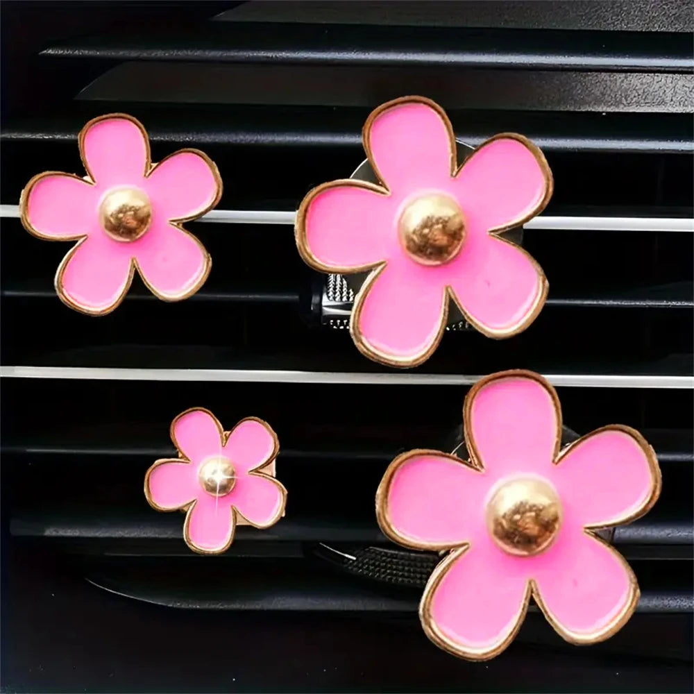 Car Air Vent Perfume Clip Set Flower Daisy Design Aromatherapy Freshener