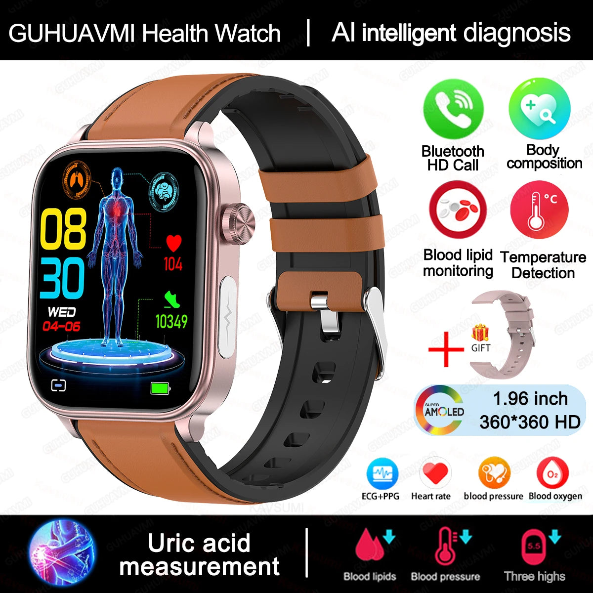 AI Diagnostic Detector Smart Watch with Health Monitoring for Women