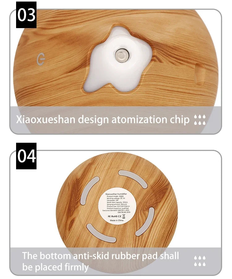 350ML USB Aroma Oil Diffuser Ultrasonic Air Humidifier with LED Light