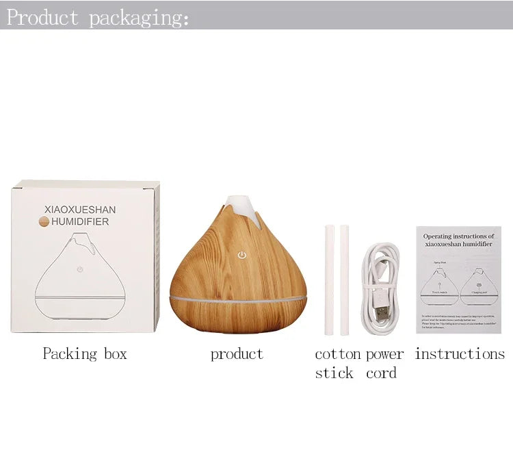 350ML USB Aroma Oil Diffuser Ultrasonic Air Humidifier with LED Light