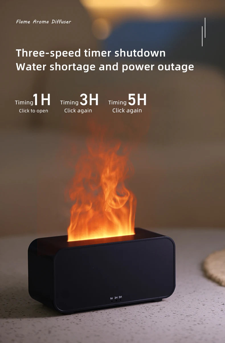 Mini Flame Aromatherapy Humidifier with LED Light and Timer