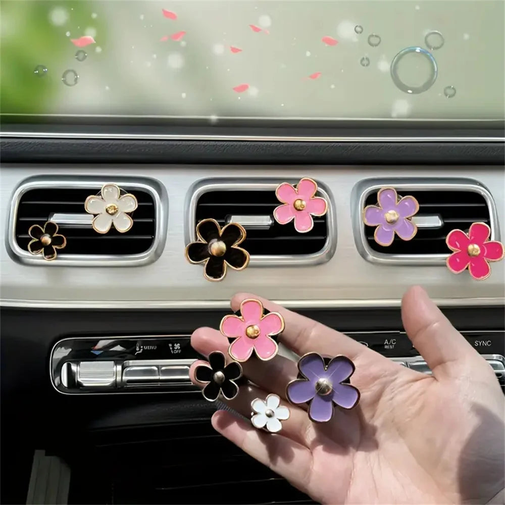 Car Air Vent Perfume Clip Set Flower Daisy Design Aromatherapy Freshener