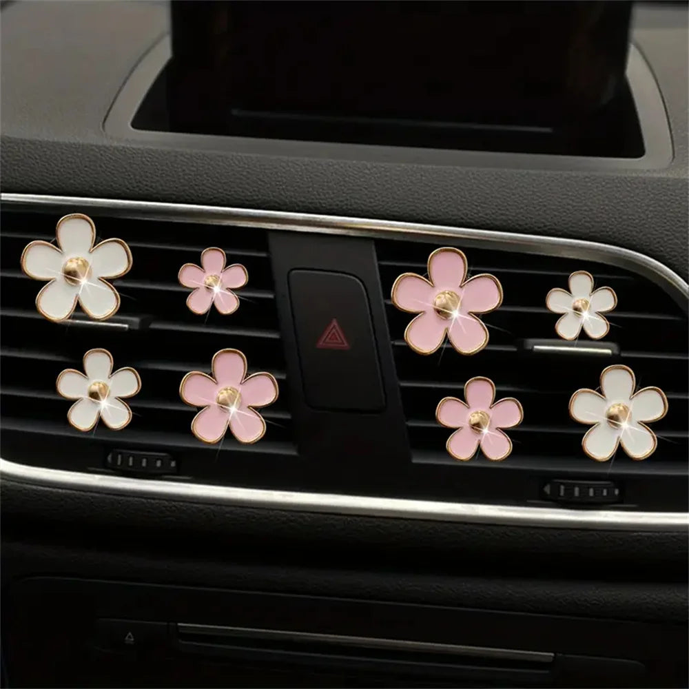 Car Air Vent Perfume Clip Set Flower Daisy Design Aromatherapy Freshener