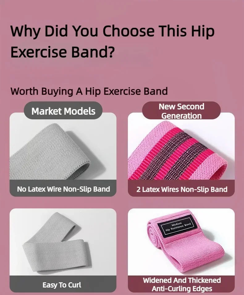 Fabric Resistance Hip Bands 3-Pack