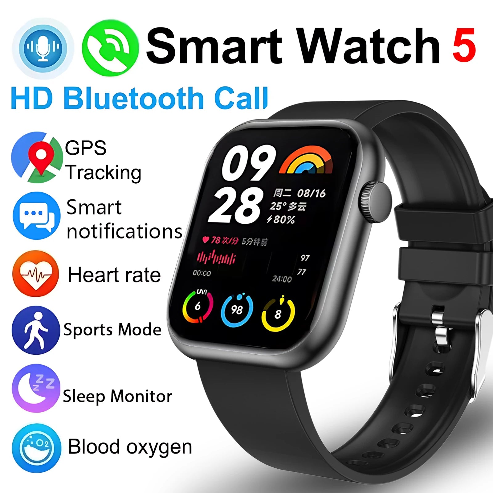 New Fashion Smart Watch 5 for Xiaomi Men and Women