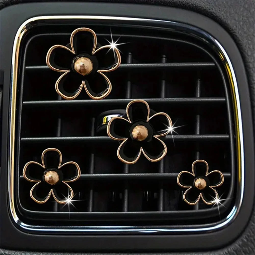 Car Air Vent Perfume Clip Set Flower Daisy Design Aromatherapy Freshener