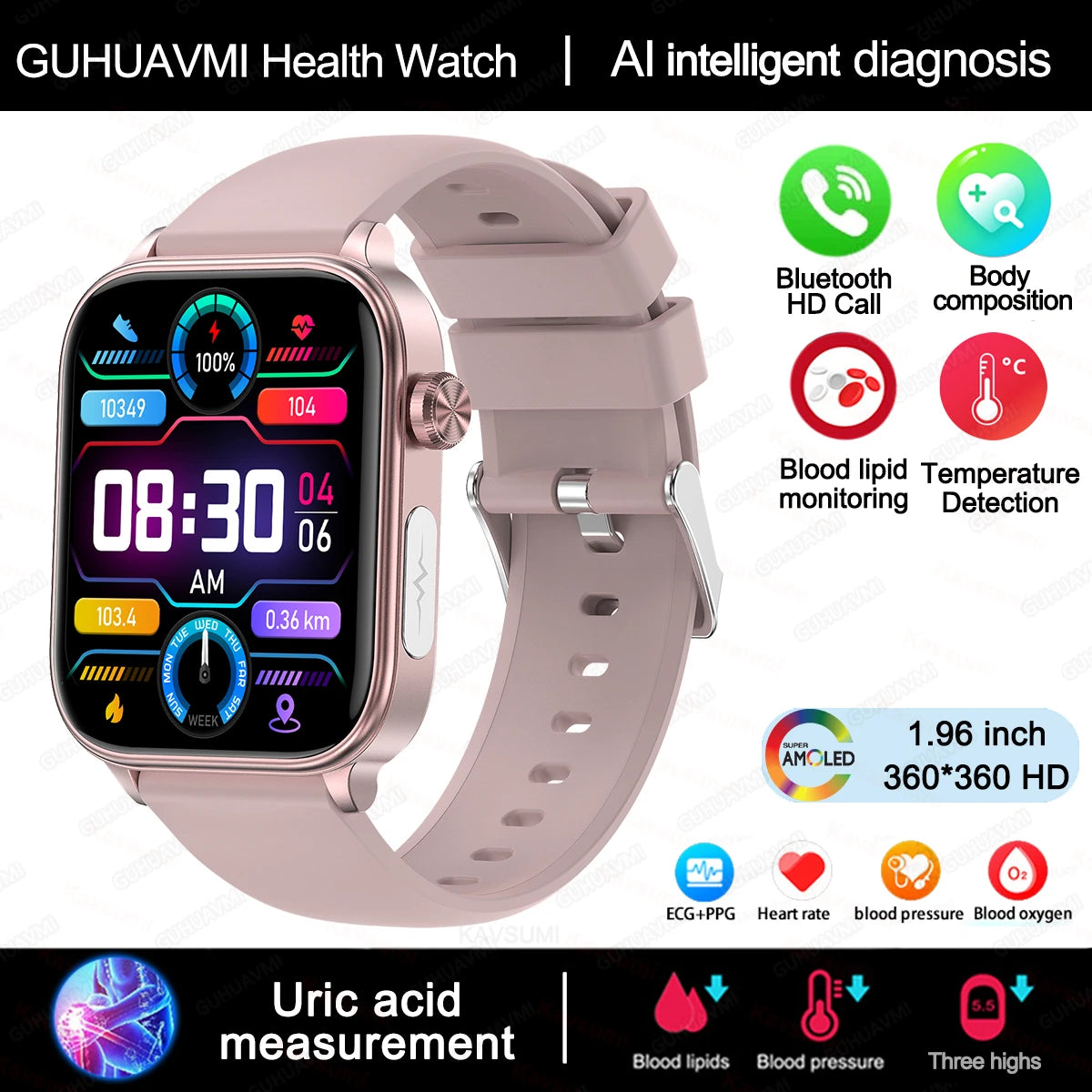 AI Diagnostic Detector Smart Watch with Health Monitoring for Women