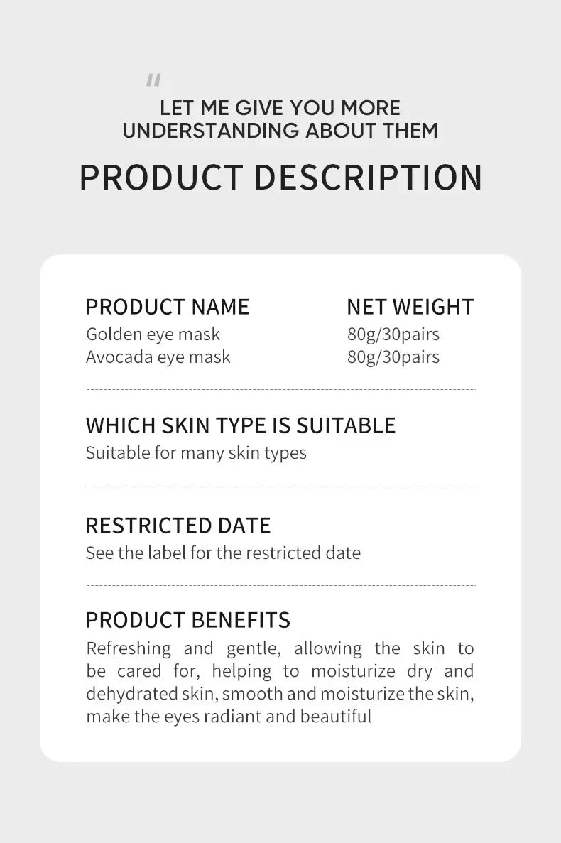 Avocado Golden Collagen Eye Mask – 120pcs Hydrating Anti-Aging Patches