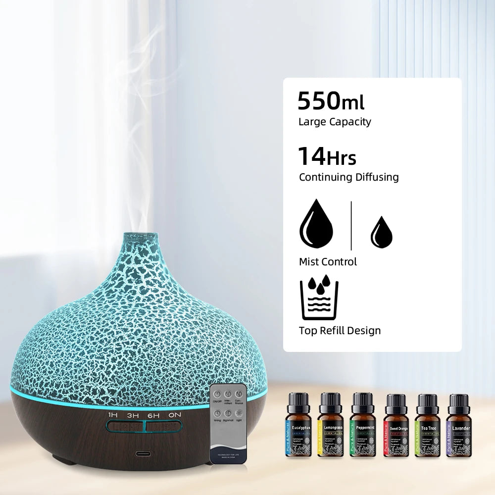 550ml Ultrasonic LED Humidifier Diffuser