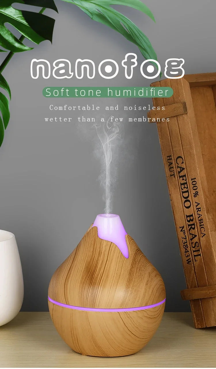 350ML USB Aroma Oil Diffuser Ultrasonic Air Humidifier with LED Light