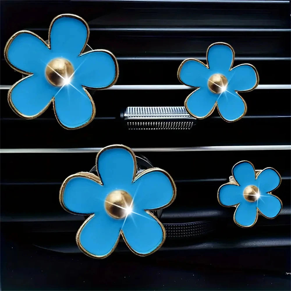 Car Air Vent Perfume Clip Set Flower Daisy Design Aromatherapy Freshener