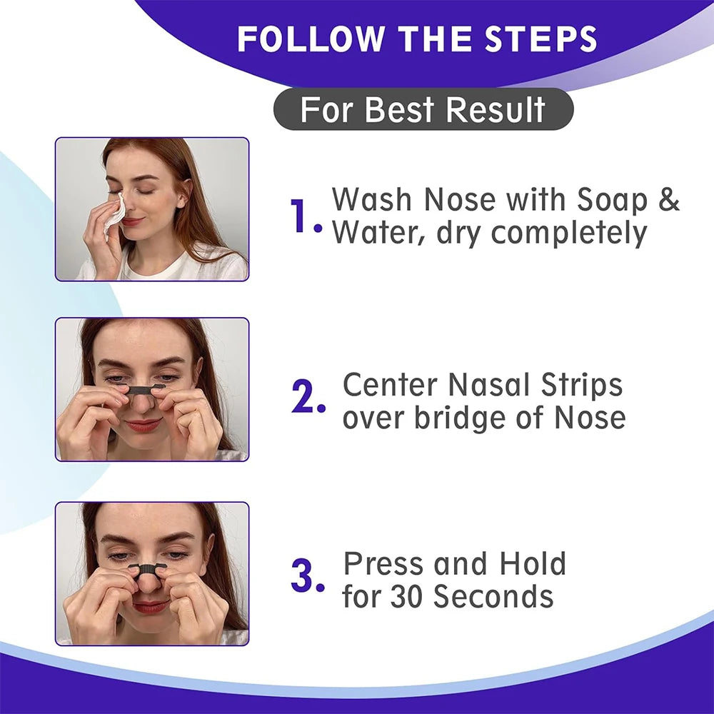 Black Nose Strips Extra Strength Anti Snoring Nasal Strips for Better Sleep