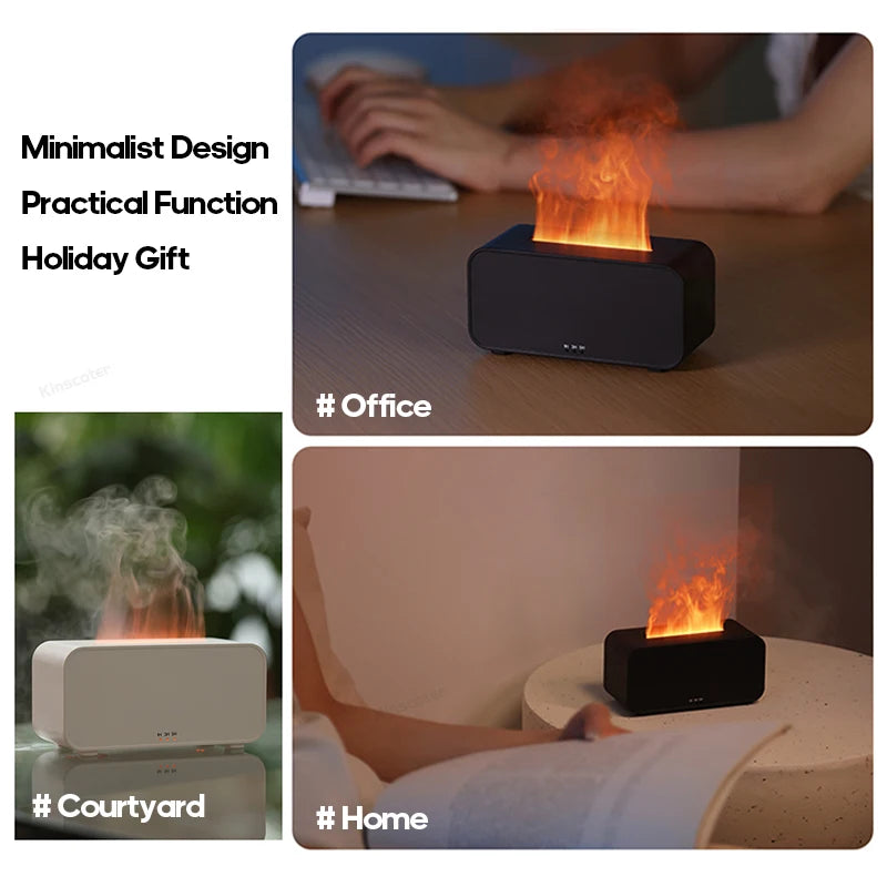 Mini Flame Aromatherapy Humidifier with LED Light and Timer