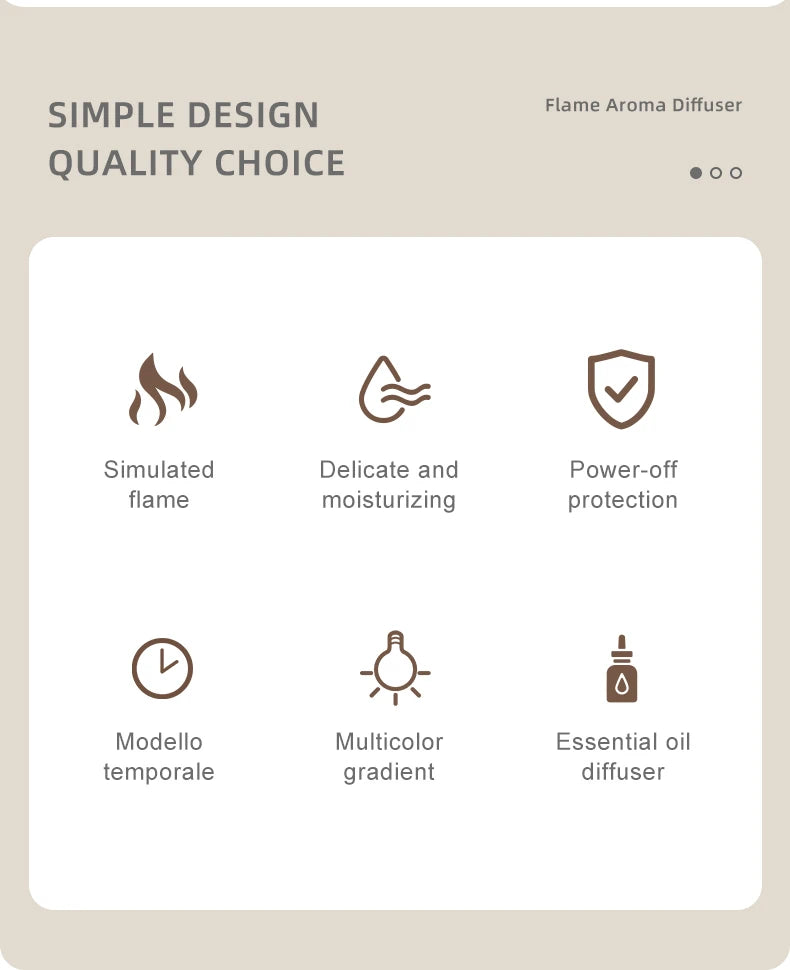 Mini Flame Aromatherapy Humidifier with LED Light and Timer