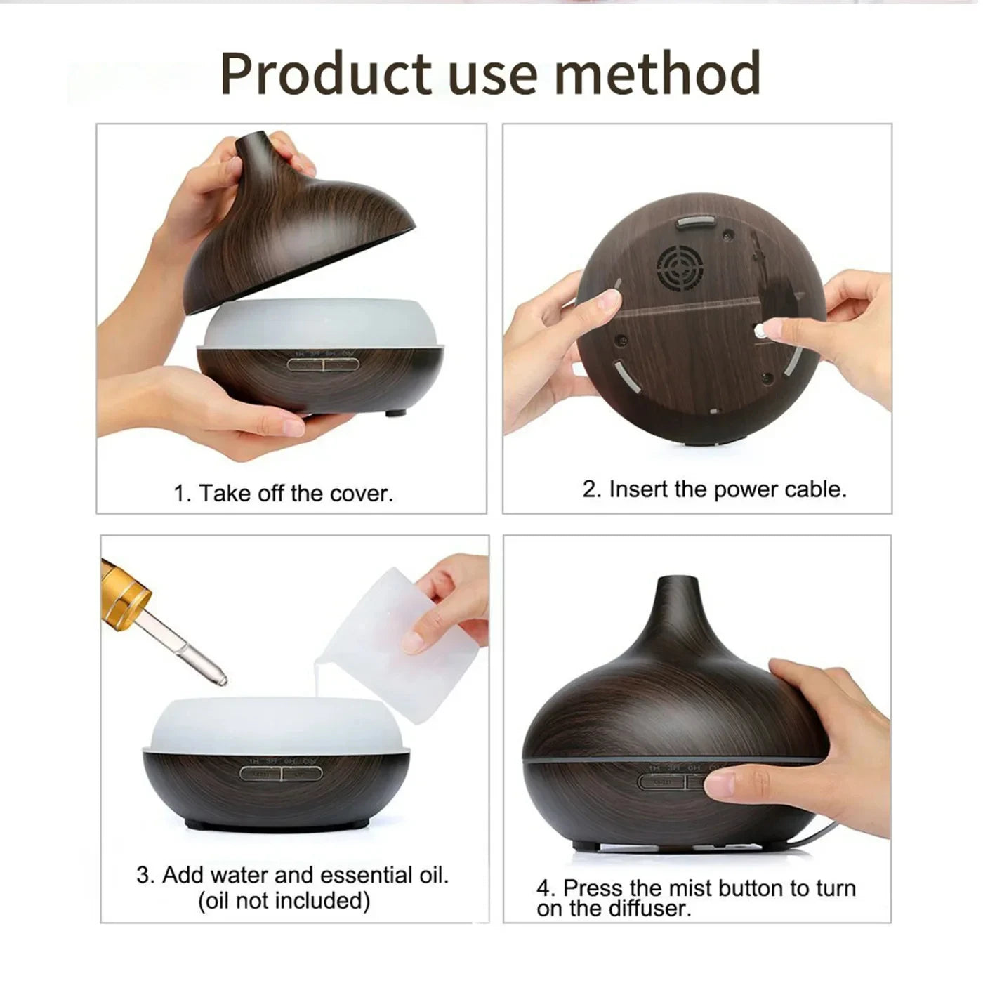 500ml Wood Grain Essential Oil Diffuser