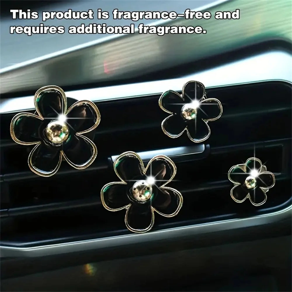 Car Air Vent Perfume Clip Set Flower Daisy Design Aromatherapy Freshener