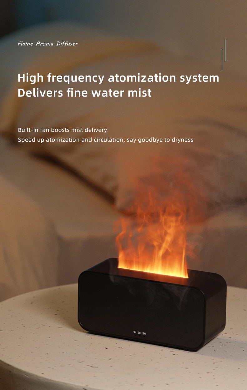 Mini Flame Aromatherapy Humidifier with LED Light and Timer