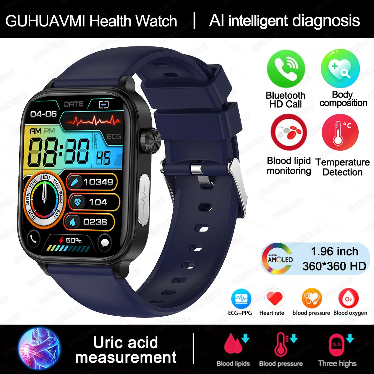 AI Diagnostic Detector Smart Watch with Health Monitoring for Women