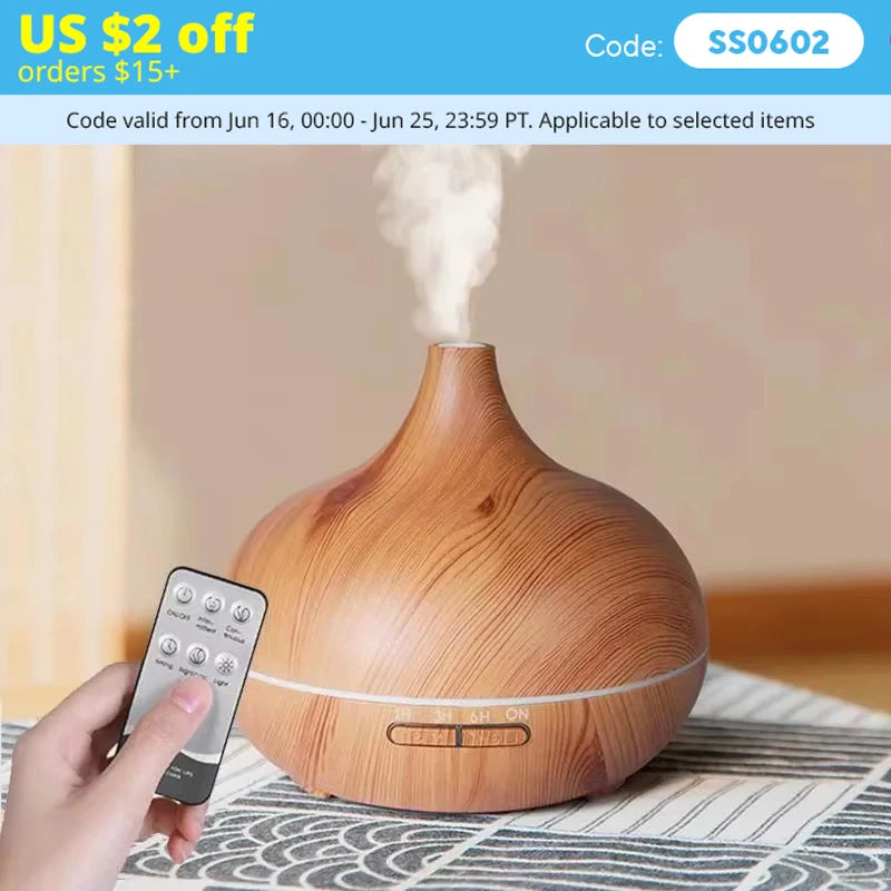 500ml Wood Grain Essential Oil Diffuser